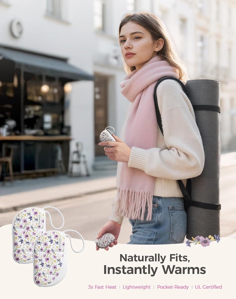 OCOOPA Hand Warmers Rechargeable 2 Pack, Ultra Slim Electric Hand Warmers, Portable Pocket Heater, Comb-Inspired, Fits in Gloves,UL Certified, Winter Essentials,UT5 Sway - Image 2